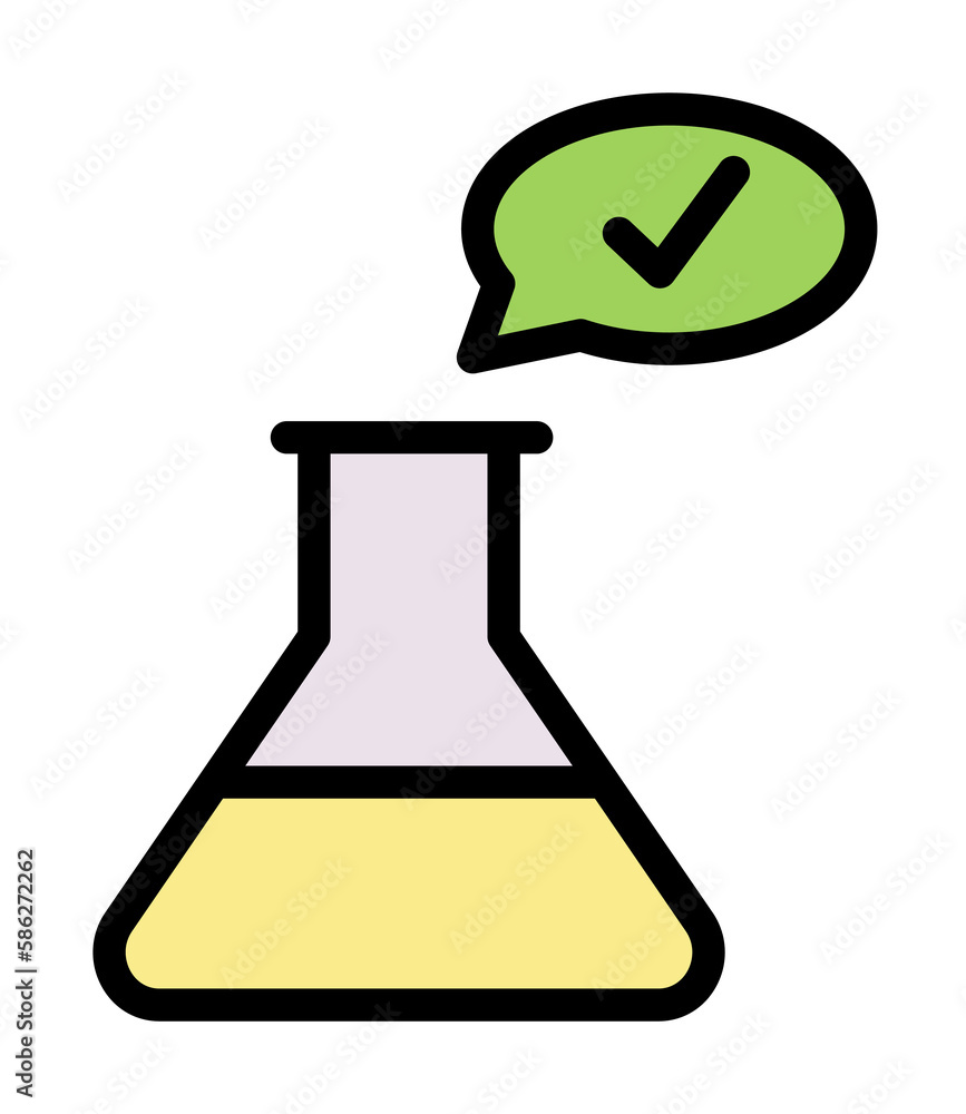 Poster flask, chemistry, check mark icon. simple color with outline elements of stinks icons for ui and ux,