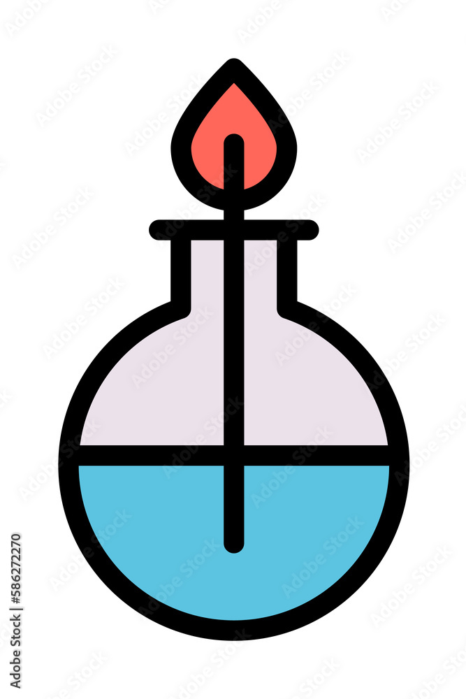 Poster flask, chemistry, fire icon. simple color with outline elements of stinks icons for ui and ux, websi