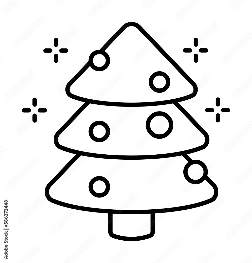 Poster tree, toys icon. simple line, outline of new year icons for ui and ux, website or mobile application