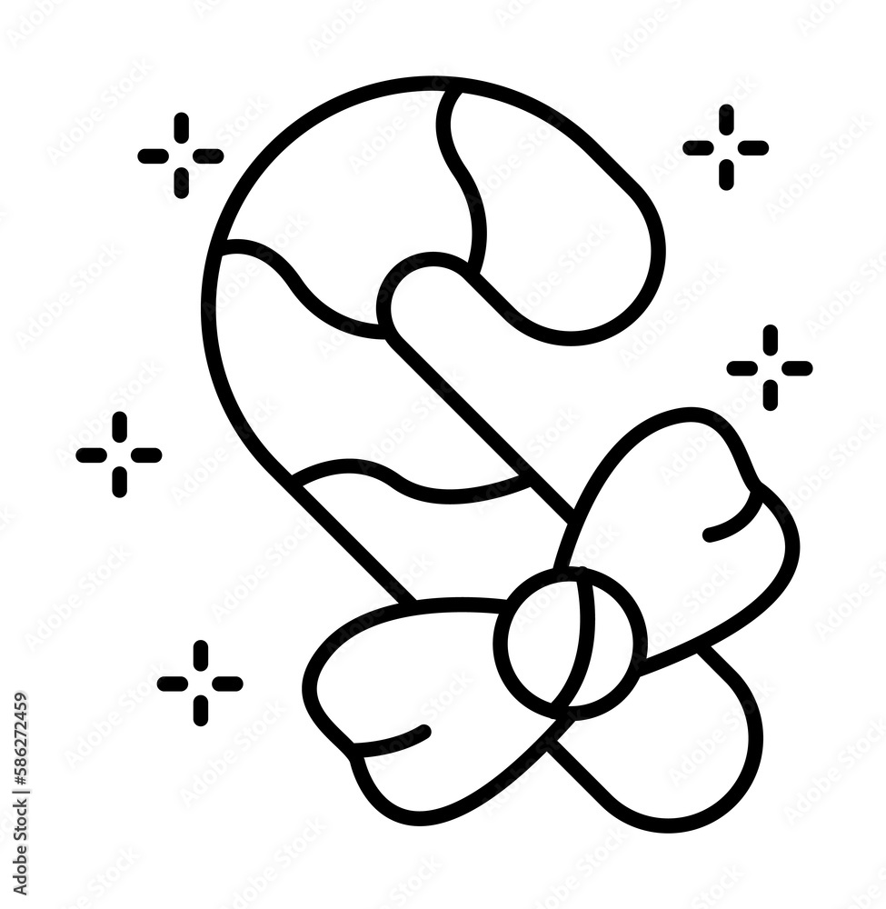 Poster candy, ribbon icon. simple line, outline of new year icons for ui and ux, website or mobile applicat