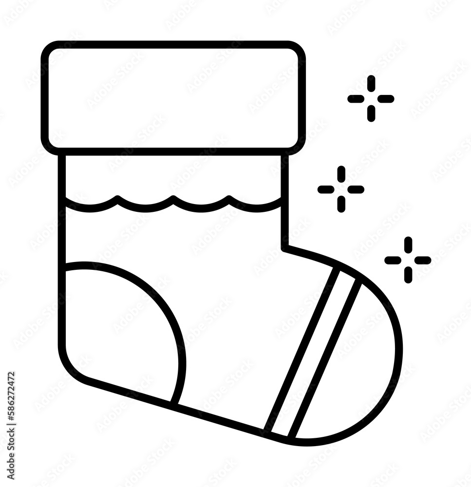 Poster sock, present icon. simple line, outline of new year icons for ui and ux, website or mobile applicat