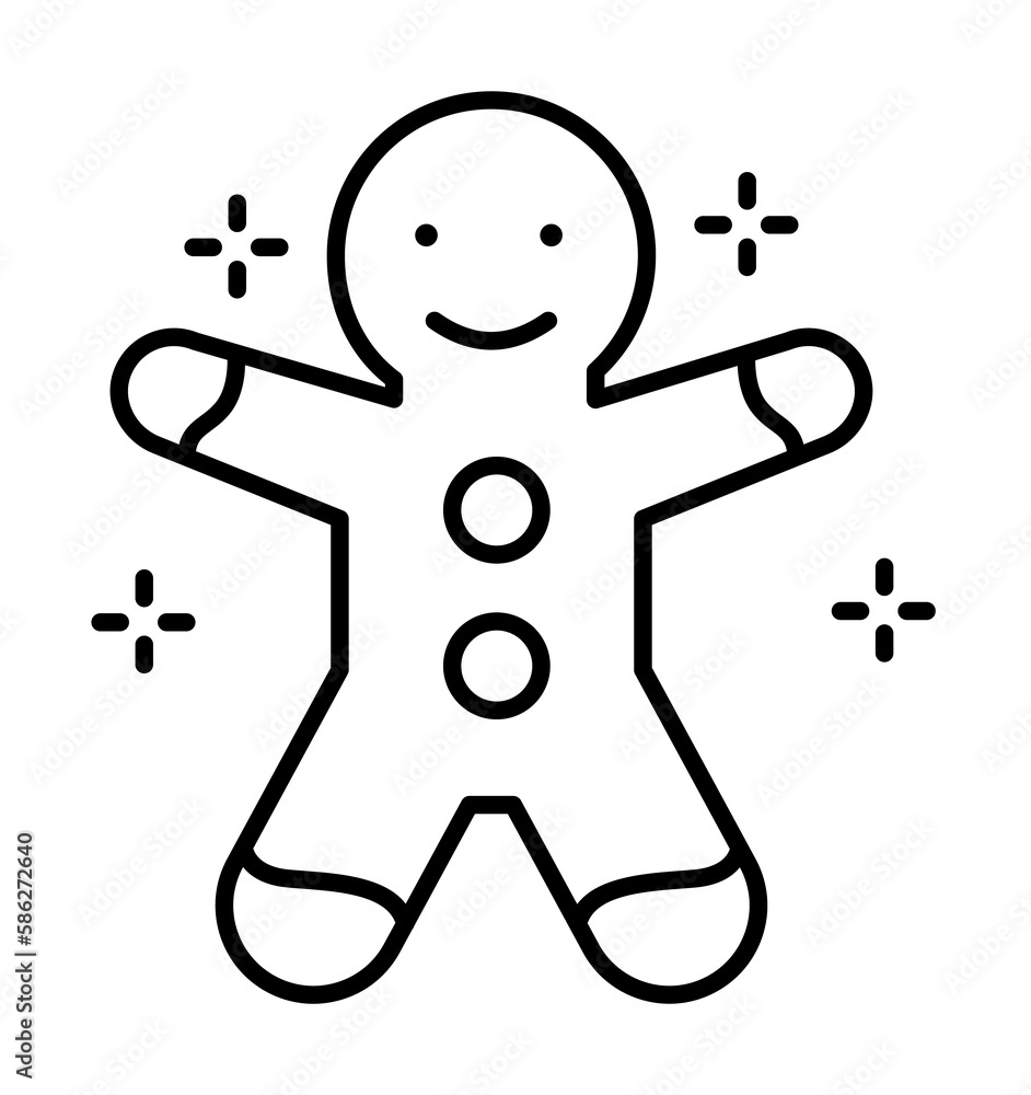 Poster gingerbread, cookie icon. simple line, outline of new year icons for ui and ux, website or mobile ap