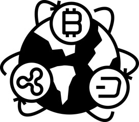 Bitcoin transferring icon. Bitcoin concept icon style