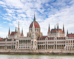 Fototapeta premium Fabulous scene with Hungarian Parliament at daytime.