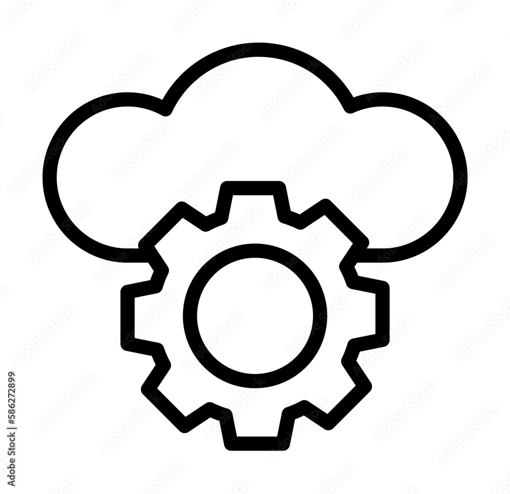 Aufkleber cloud, gear icon. simple line, outline elements of internet storage icons for ui and ux, website or 