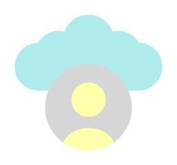 Cloud, user icon. Simple color elements of internet storage icons for ui and ux, website or mobile application
