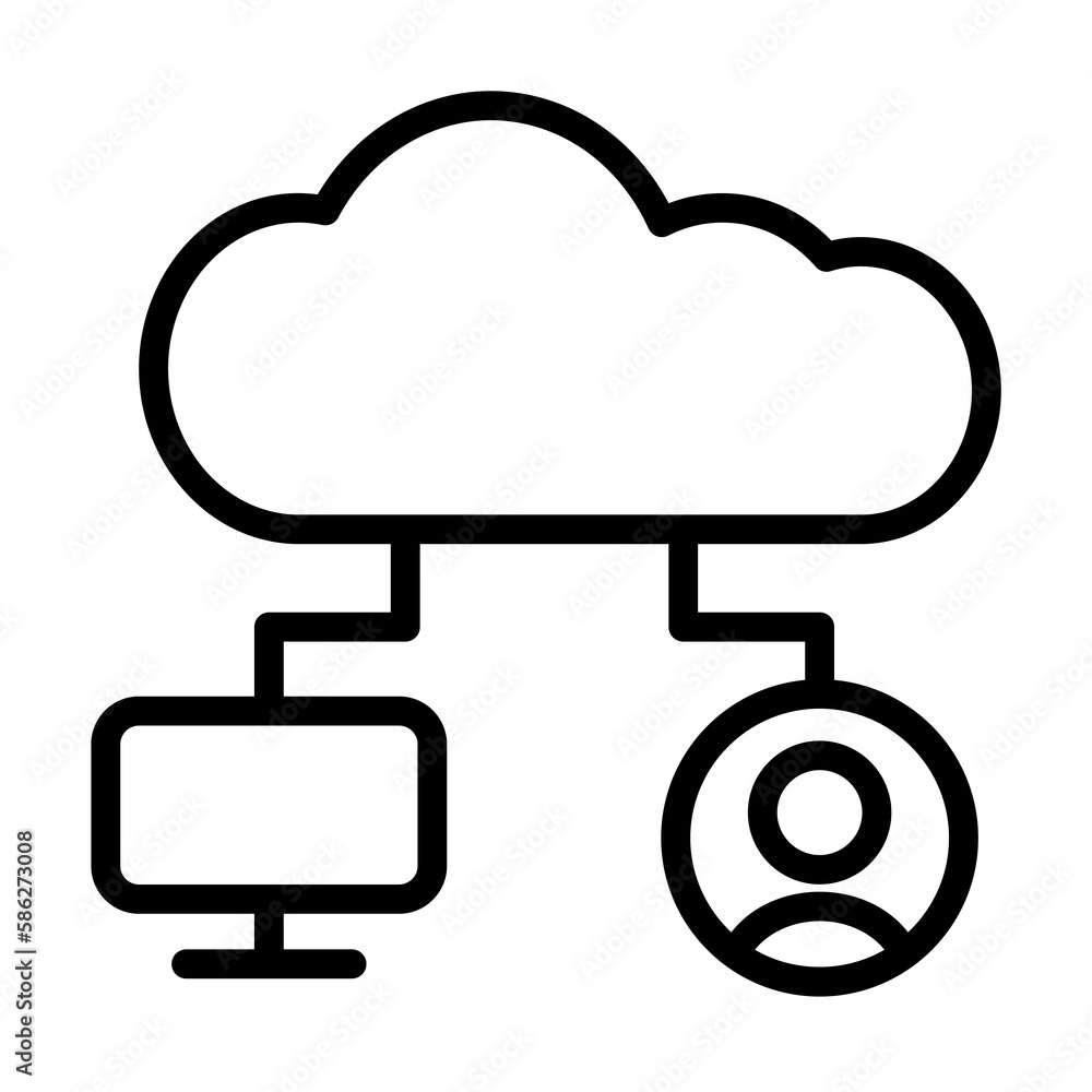 Poster cloud, monitor, user icon. simple line, outline elements of internet storage icons for ui and ux, we