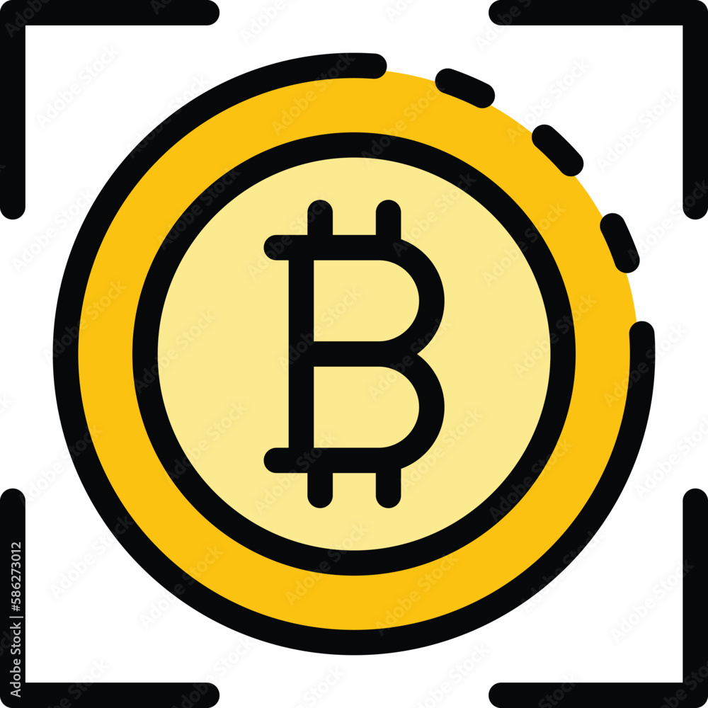 Poster bitcoin focus icon. outline bitcoin focus vector icon for web design isolated on white background co