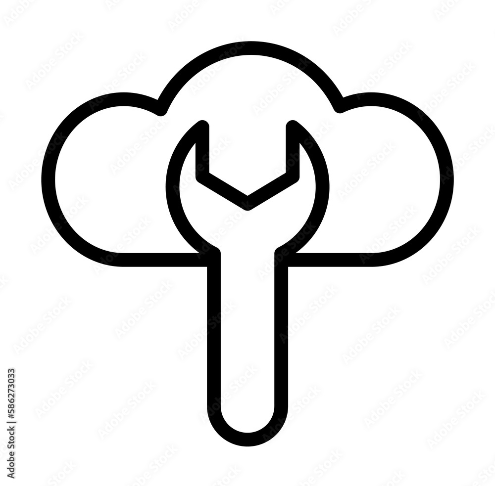 Poster cloud, wrench icon. simple line, outline elements of internet storage icons for ui and ux, website o
