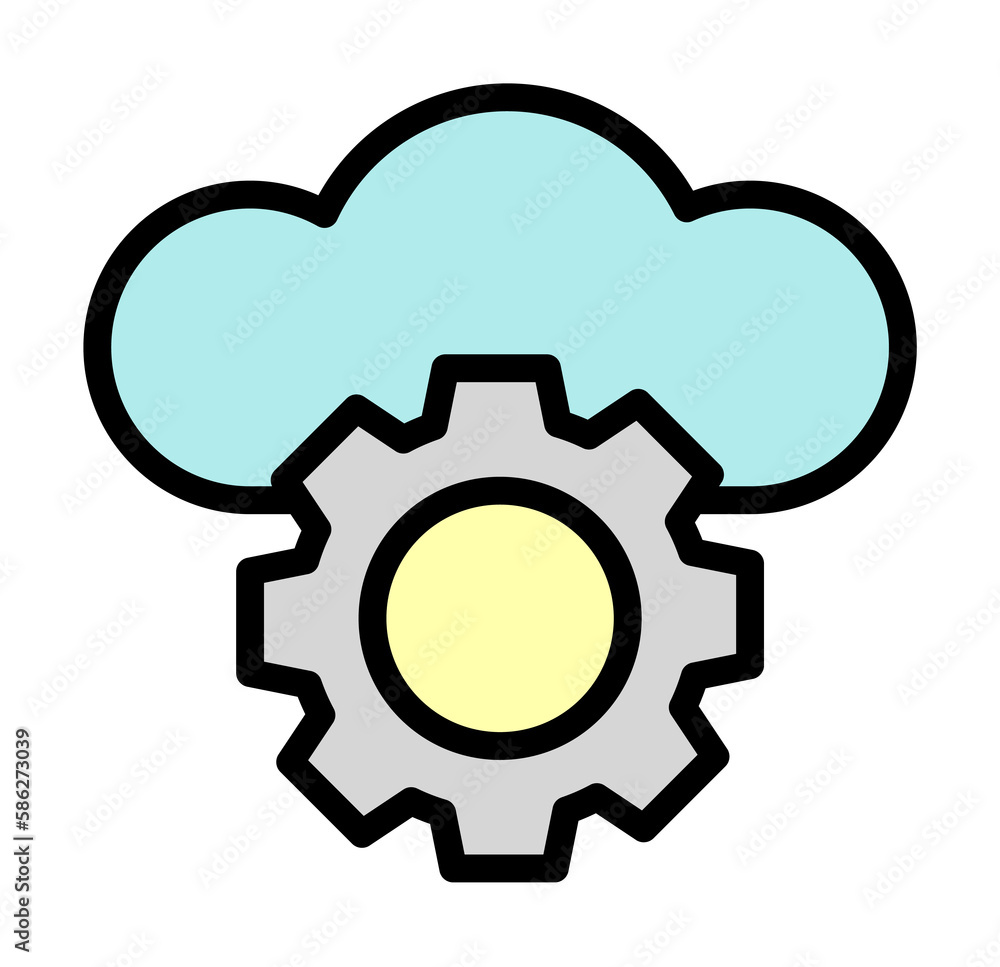 Poster cloud, gear icon. simple color with outline elements of internet storage icons for ui and ux, websit
