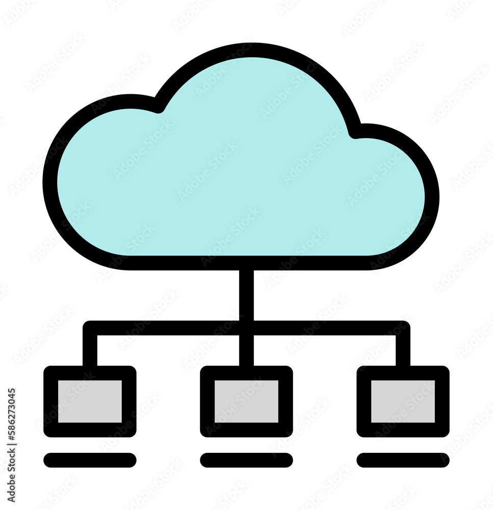 Poster cloud, network icon. simple color with outline elements of internet storage icons for ui and ux, web