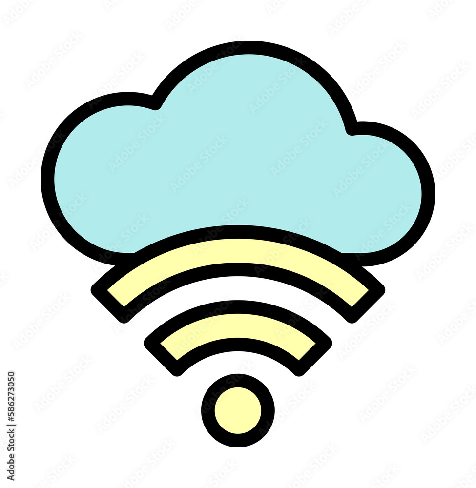 Poster cloud, wi-fi icon. simple color with outline elements of internet storage icons for ui and ux, websi