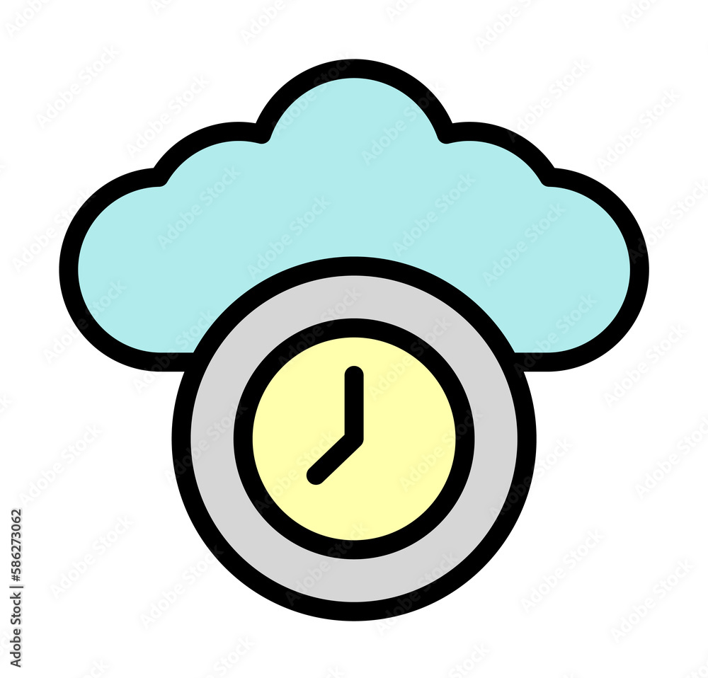 Poster cloud, clock icon. simple color with outline elements of internet storage icons for ui and ux, websi