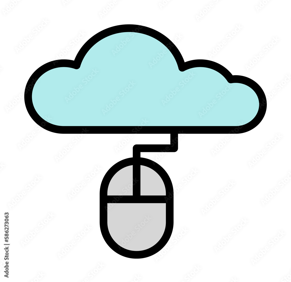 Aufkleber cloud, mouse icon. simple color with outline elements of internet storage icons for ui and ux, websi
