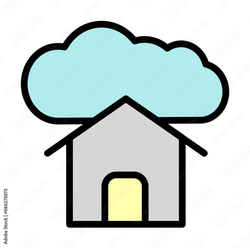 Poster cloud, house icon. simple color with outline elements of internet storage icons for ui and ux, websi