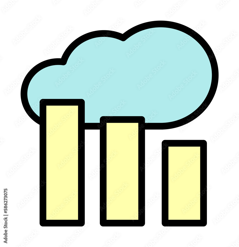 Aufkleber cloud, chart icon. simple color with outline elements of internet storage icons for ui and ux, websi