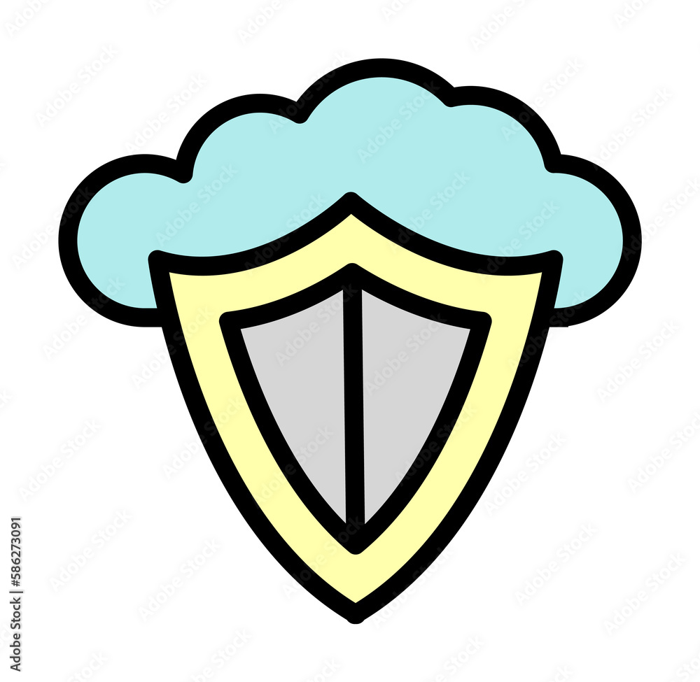 Aufkleber cloud, shield icon. simple color with outline elements of internet storage icons for ui and ux, webs