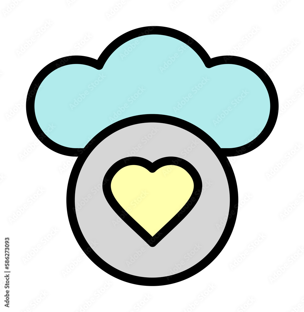 Poster cloud, heart icon. simple color with outline elements of internet storage icons for ui and ux, websi