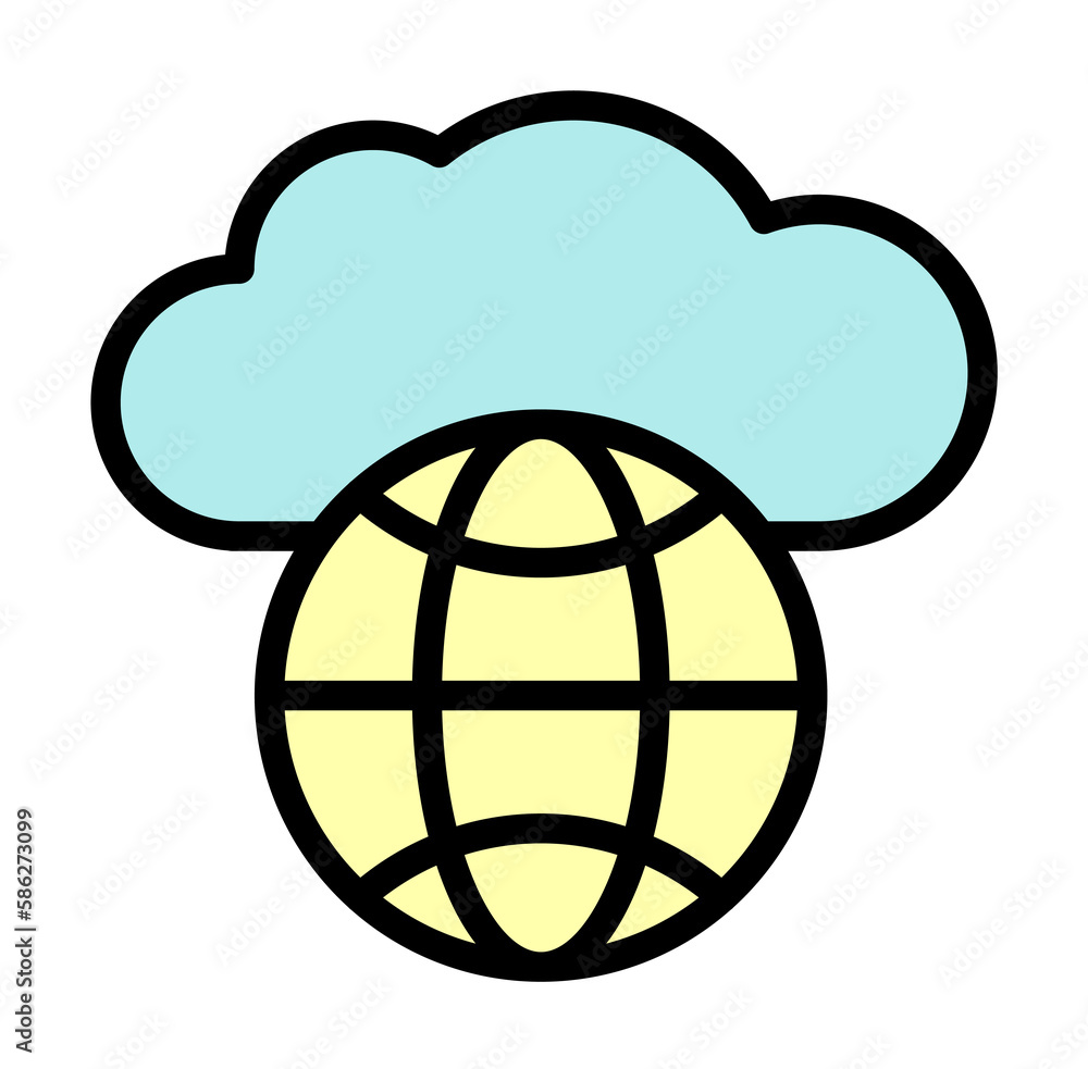 Poster cloud, globe icon. simple color with outline elements of internet storage icons for ui and ux, websi
