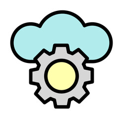 Cloud, gear icon. Simple color with outline elements of internet storage icons for ui and ux, website or mobile application