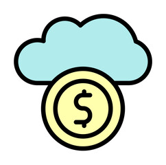 Cloud, dollar icon. Simple color with outline elements of internet storage icons for ui and ux, website or mobile application