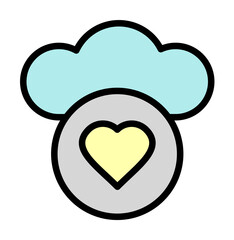 Cloud, heart icon. Simple color with outline elements of internet storage icons for ui and ux, website or mobile application