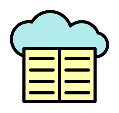 recommend clip art: Cloud, book icon. Simple color with outline elements of internet storage icons for ui and ux, website or mobile application
