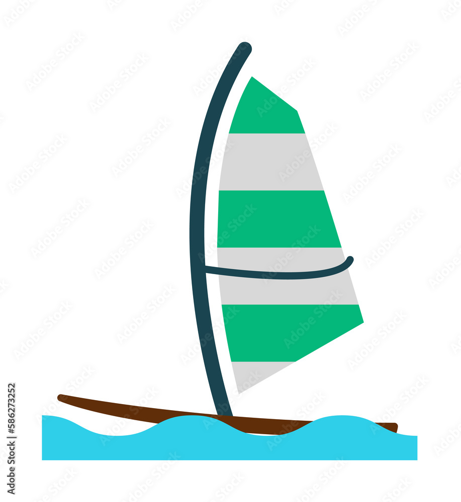 Poster surfing with a sail flat icon. element of beach holidays colored icon for mobile concept and web app