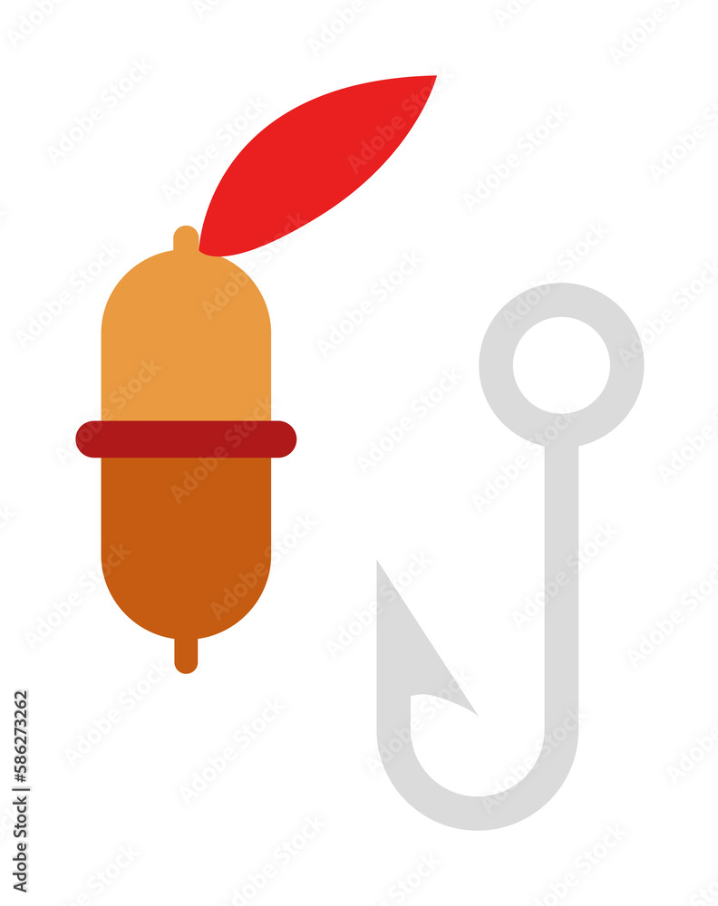 Aufkleber float and hook flat icon. element of beach holidays colored icon for mobile concept and web apps. de