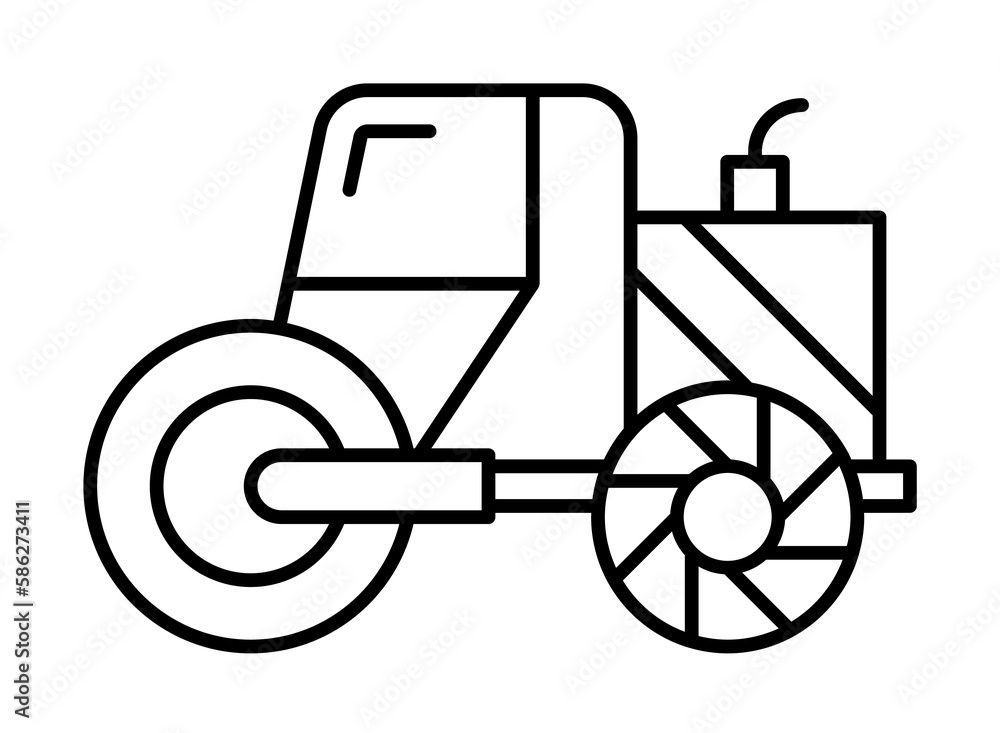 Poster dozer icon. simple line, outline elements of construction tool icons for ui and ux, website or mobil
