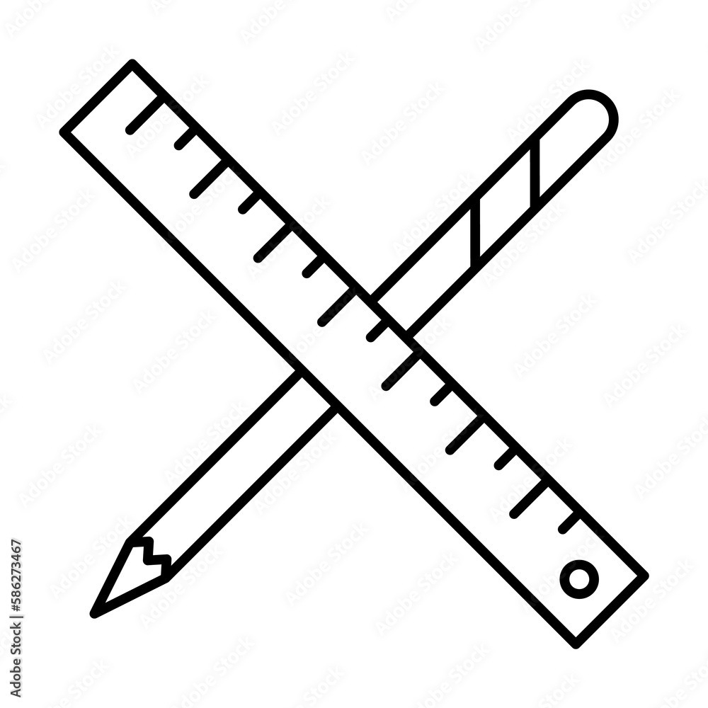 Poster ruler, pencil icon. simple line, outline elements of construction tool icons for ui and ux, website 