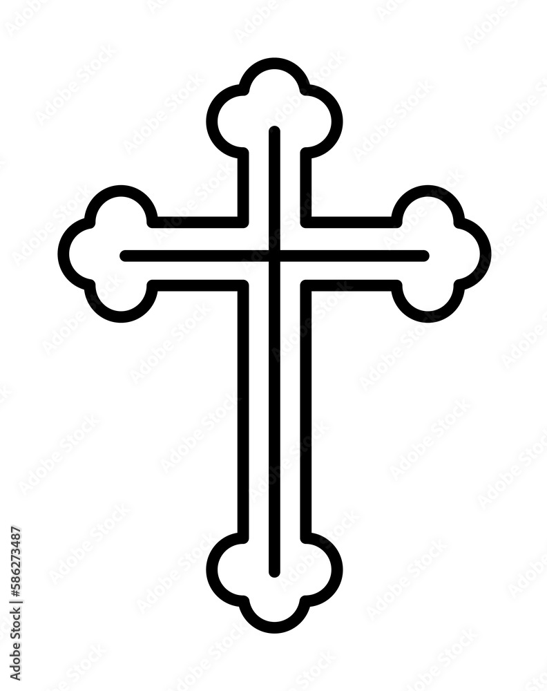 Poster day of the dead, cross icon. element of day the dead in mexico line icon. thin line icon for website