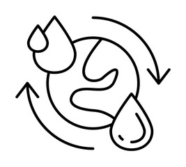 Earth, arrows, drops icon. Simple line, outline ecology icons for ui and ux, website or mobile application