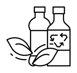Recycling sign, leafs, bottle icon. Simple line, outline ecology icons for ui and ux, website or mobile application