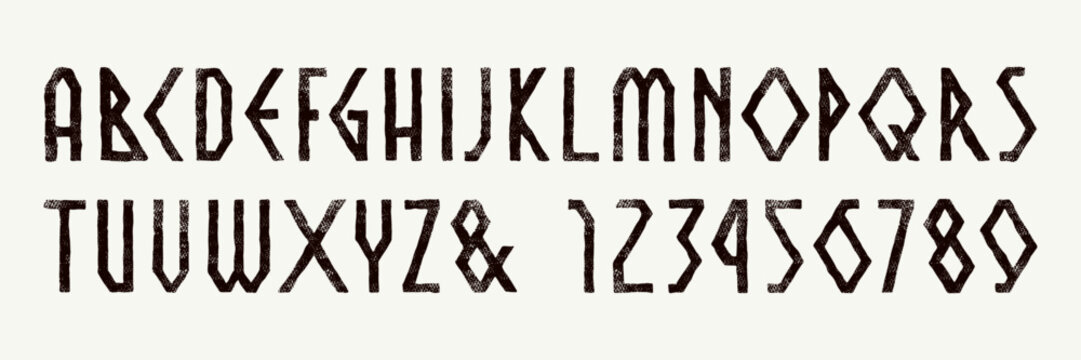 Decorative geometric sans serif font in the style of handmade graphics