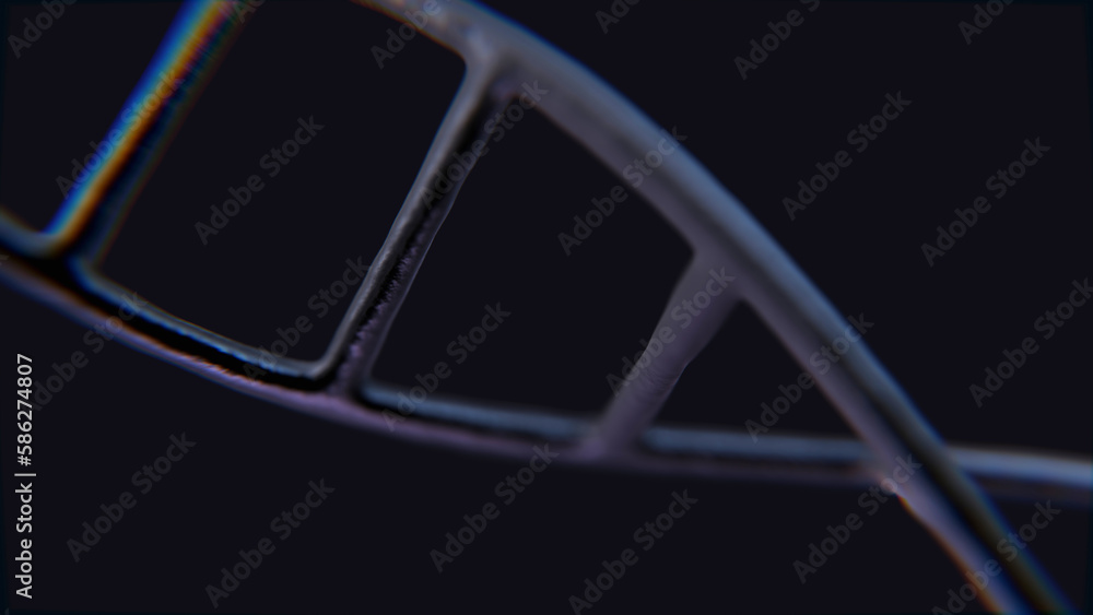 Poster futuristic rotating white dna strand with genetic codes and abstract geometry. seamless looping anim