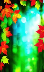Fototapeta na wymiar autumn leaves background created with Generative AI technology