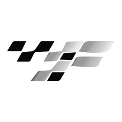 Letter F with racing flag logo