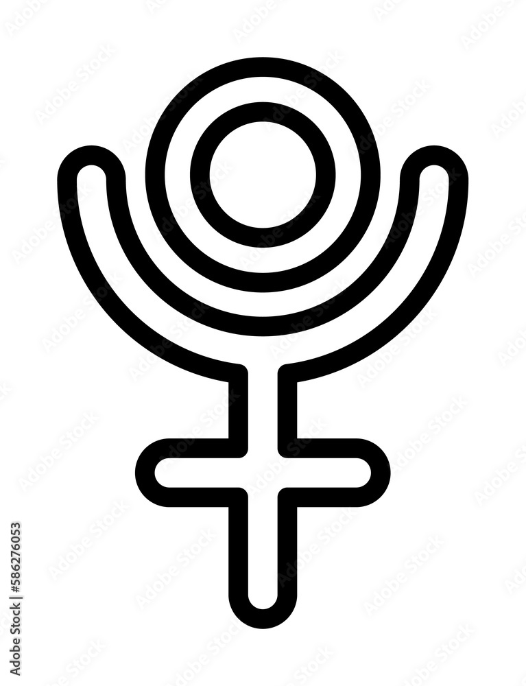 Poster pluto symbol icon. simple line, outline elements of esoteric icons for ui and ux, website or mobile 