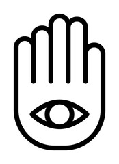 Symbol hand eye icon. Simple line, outline elements of esoteric icons for ui and ux, website or mobile application