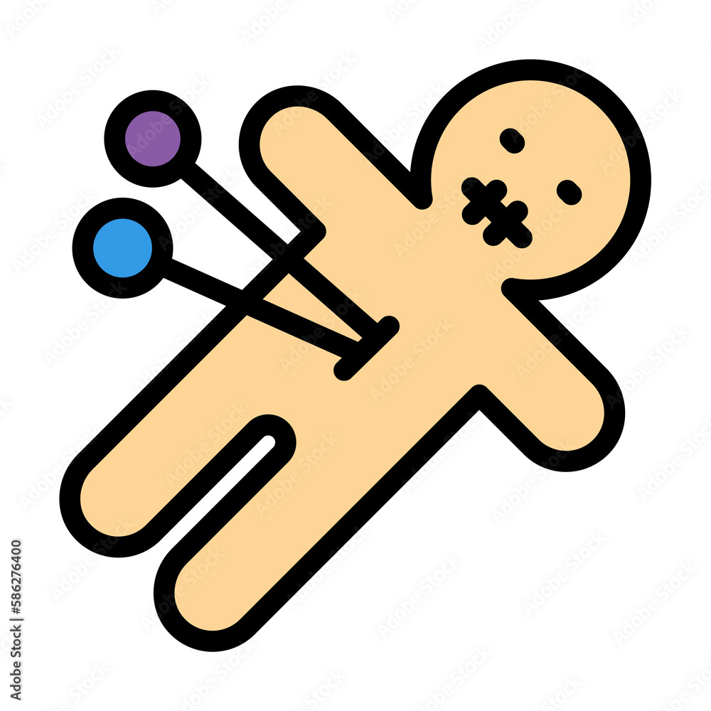 Poster voodoo doll esoteric icon. simple color with outline elements of esoteric icons for ui and ux, websi