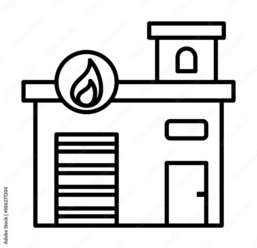 Poster fire station, firefighter icon. element of firefighter icon. thin line icon for website design and d