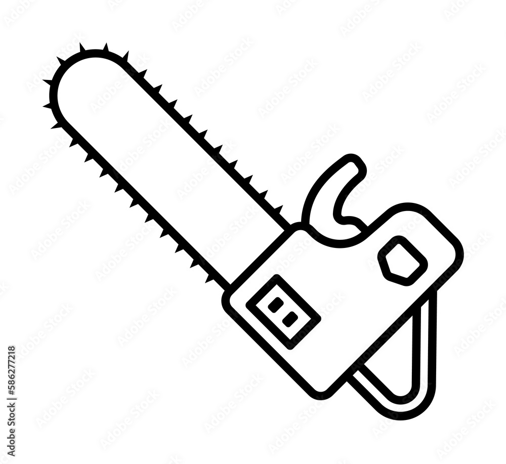 Poster chainsaw, firefighter icon. element of firefighter icon. thin line icon for website design and devel