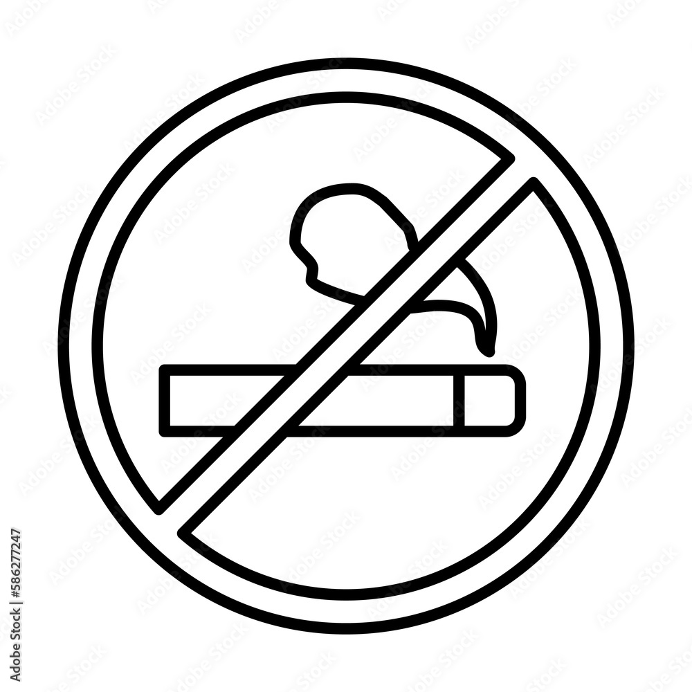 Poster no smoking, firefighter icon. element of firefighter icon. thin line icon for website design and dev