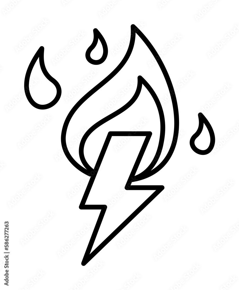 Poster electric fire, firefighter icon. element of firefighter icon. thin line icon for website design and 