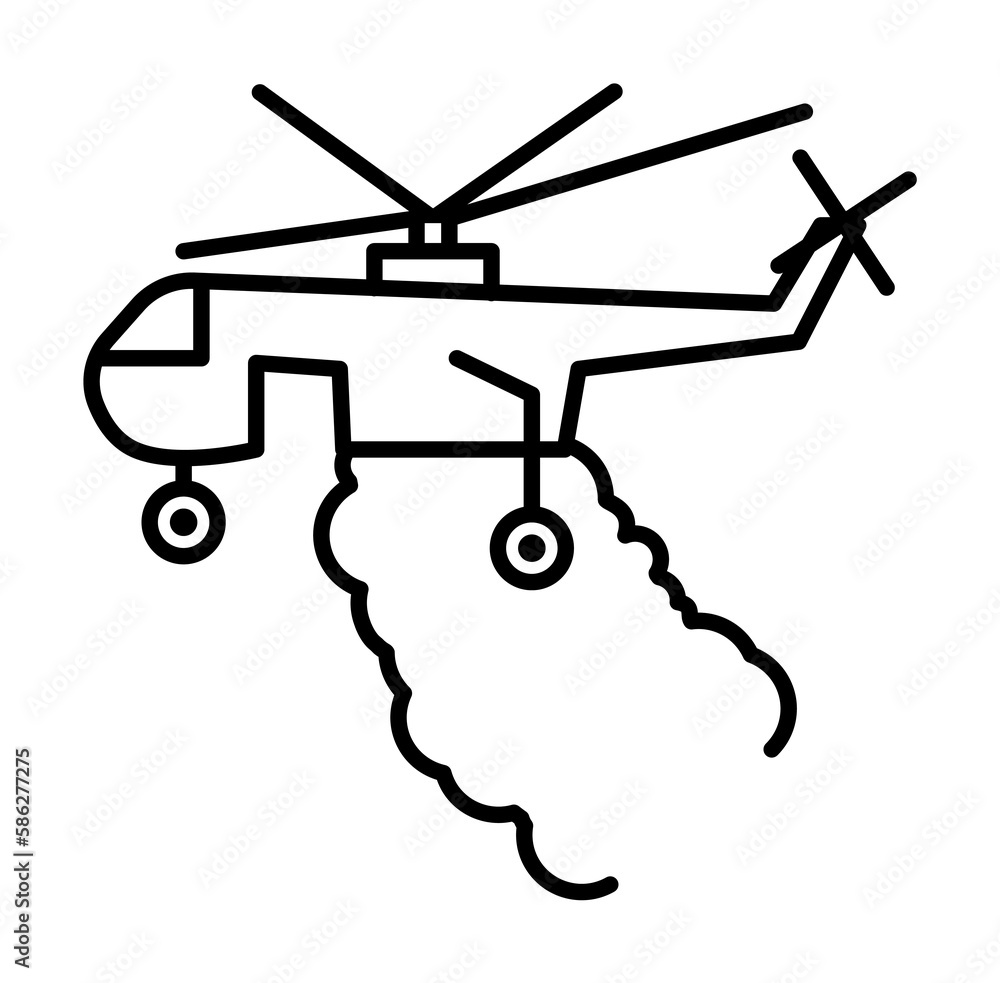 Poster helicopter, firefighter icon. element of firefighter icon. thin line icon for website design and dev