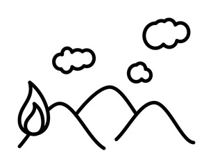 Burning, firefighter, mountain icon. Element of firefighter icon. Thin line icon for website design and development, app development