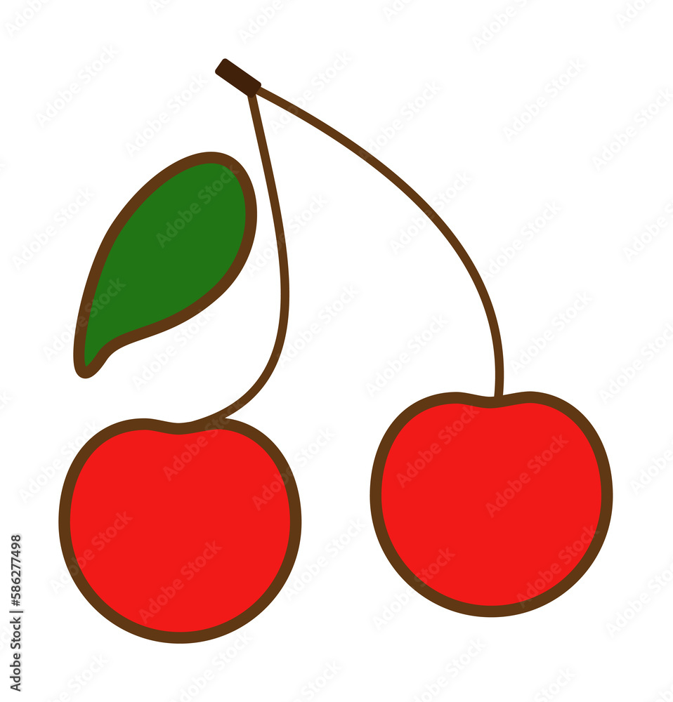 Poster cherry colored icon. element of fruits and vegetables icon for mobile concept and web apps. colored 