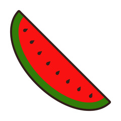 piece of watermelon colored icon. Element of fruits and vegetables icon for mobile concept and web apps. Colored piece of watermelon icon can be used for web and mobile