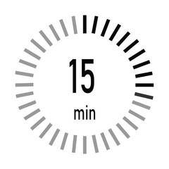 The 15 minutes, stopwatch, digital timer. clock and watch, Vector illustration.